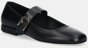 Kožené balerínky Furla Chic Ballerina čierna farba, YJ70HIC X30000 O6000