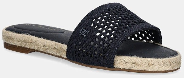 Šľapky Tommy Hilfiger KNIT MESH ESPADRILLE FLAT SANDAL tmavomodrá farba, FW0FW08744