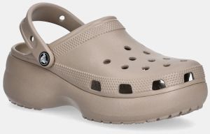 Šľapky Crocs Classic Platform Clog hnedá farba, na platforme, 206750