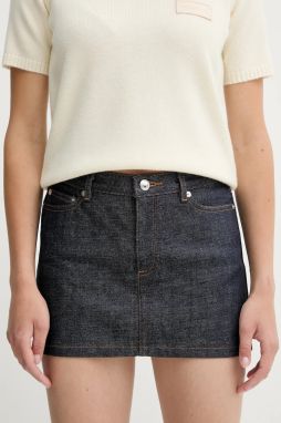 Rifľová sukňa A.P.C. mini-jupe tmavomodrá farba, mini, rovný strih, CODBS.F06093