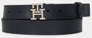 Kožený opasok Tommy Hilfiger tmavomodrá farba, AW0AW17496