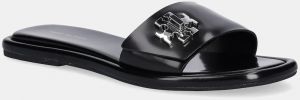 Kožené šľapky Tory Burch T Lock Slide čierna farba, 164676-006