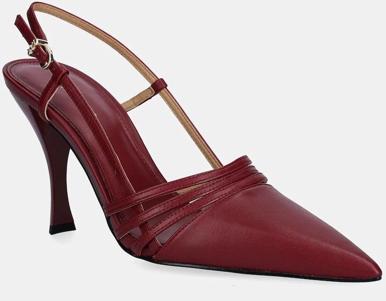 Kožené lodičky MICHAEL Michael Kors Haisley bordová farba, 40T5HSHP1L.691