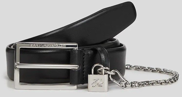 Kožený opasok Karl Lagerfeld čierna farba, A3W33040