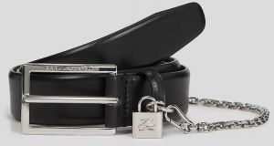 Kožený opasok Karl Lagerfeld čierna farba, A3W33040