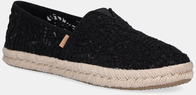 Espadrilky Toms CROCHET LACE čierna farba, 10021938