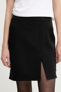 Sukňa s prímesou vlny Victoria Beckham čierna farba, mini, rovný strih, 1325WSK006593B