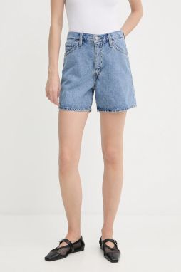 Rifľové krátke nohavice Levi's jednofarebná, vysoký pás, 003KI