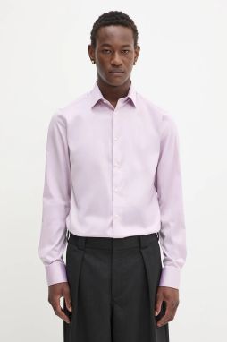 Košeľa Calvin Klein ružová farba, slim, s talianskym golierom, LV019EU035