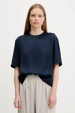 Blúzka Tommy Hilfiger tmavomodrá farba, jednofarebná, WW0WW45900