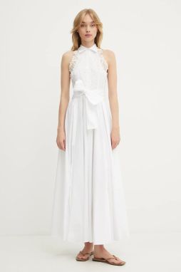 Bavlnené šaty Ermanno Scervino biela farba, maxi, áčkový strih, D464Q613OVZ
