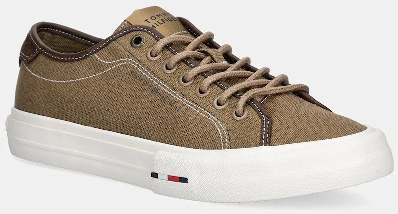 Tenisky Tommy Hilfiger TH HI VULC STREET CANVAS hnedá farba, FM0FM05515
