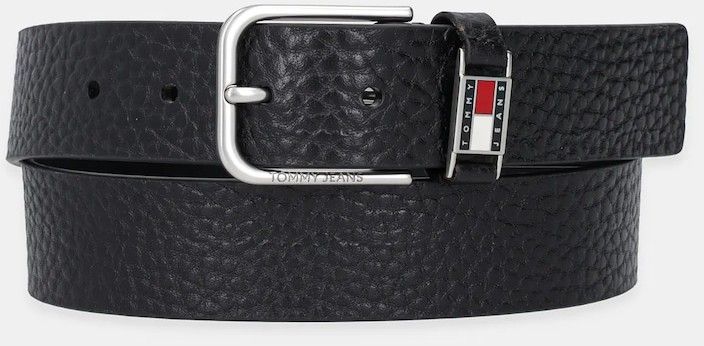 Kožený opasok Tommy Jeans čierna farba, AM0AM13417