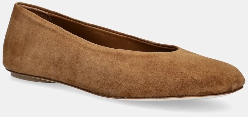 Semišové baleríny Weekend Max Mara Todisuede hnedá farba, 2525526074600