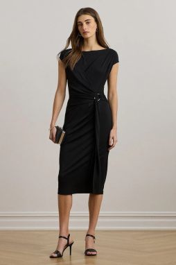 Šaty Lauren Ralph Lauren čierna farba, midi, priliehavé, 200973601