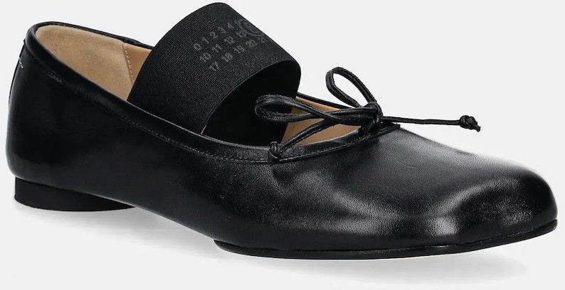Kožené balerínky MM6 Maison Margiela čierna farba, S59WZ0099