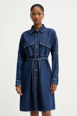 Rifľové šaty Weekend Max Mara BALENIO tmavomodrá farba, mini, áčkový strih, 2525226081600