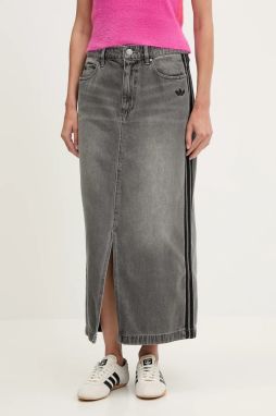 Rifľová sukňa adidas Originals Denim Long Skirt šedá farba, maxi, rovný strih, JW2659