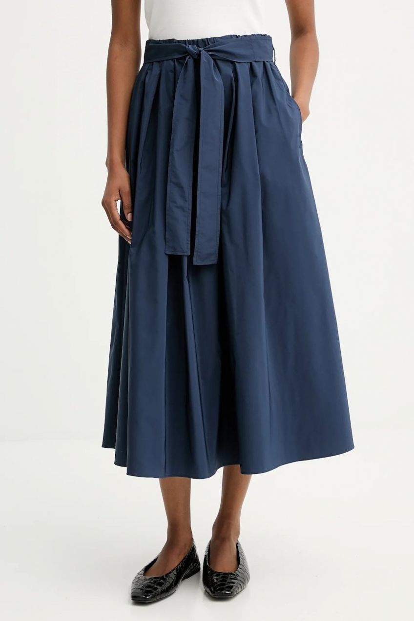 Sukňa Weekend Max Mara ZARDA tmavomodrá farba, midi, áčkový strih, 2525106031600