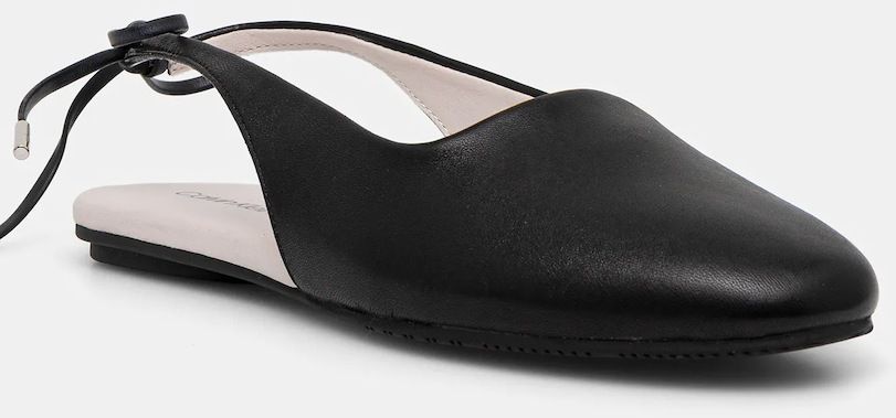 Kožené balerínky Calvin Klein BALLERINA SLING BACK LTH čierna farba, HW0HW02655