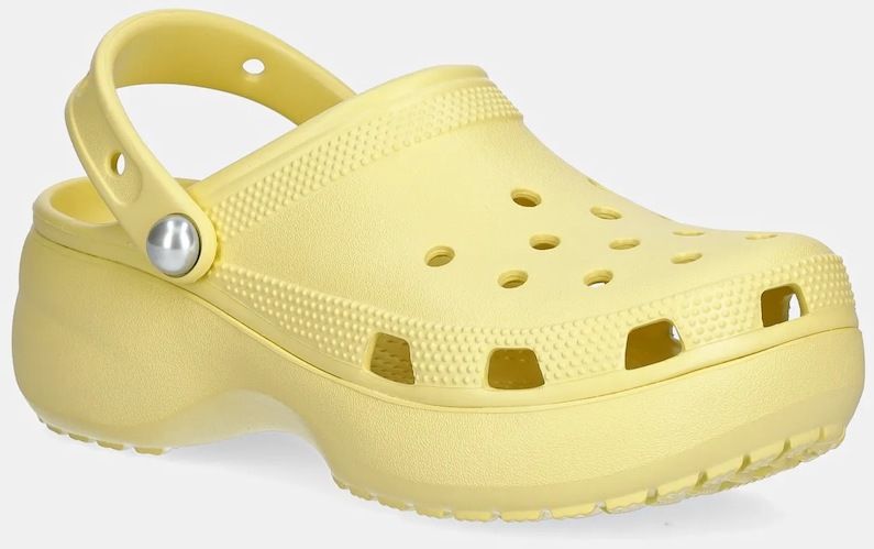 Šľapky Crocs Classic Platform Pearl Clog žltá farba, na platforme, 211231