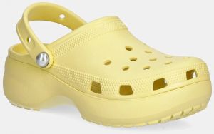 Šľapky Crocs Classic Platform Pearl Clog žltá farba, na platforme, 211231