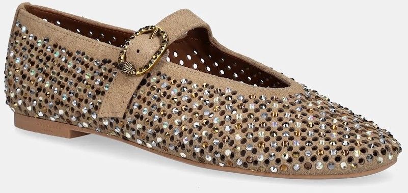 Semišové baleríny Kurt Geiger London Mayfair Ballet Flat zlatá farba, 2656339209