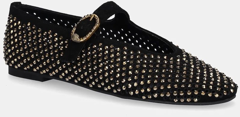 Semišové baleríny Kurt Geiger London Mayfair Ballet Flat čierna farba, 2656309209