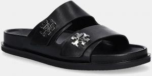 Kožené šľapky Tory Burch T Lock Sport Slide čierna farba, 175640-006