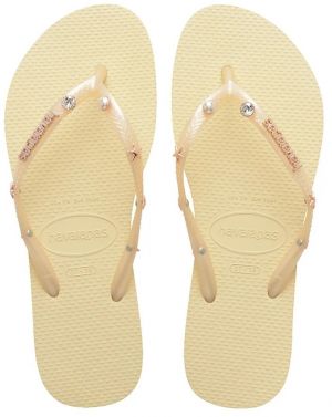 Šľapky Havaianas SLIM LUXURY AQUA béžová farba, 4149965.9256