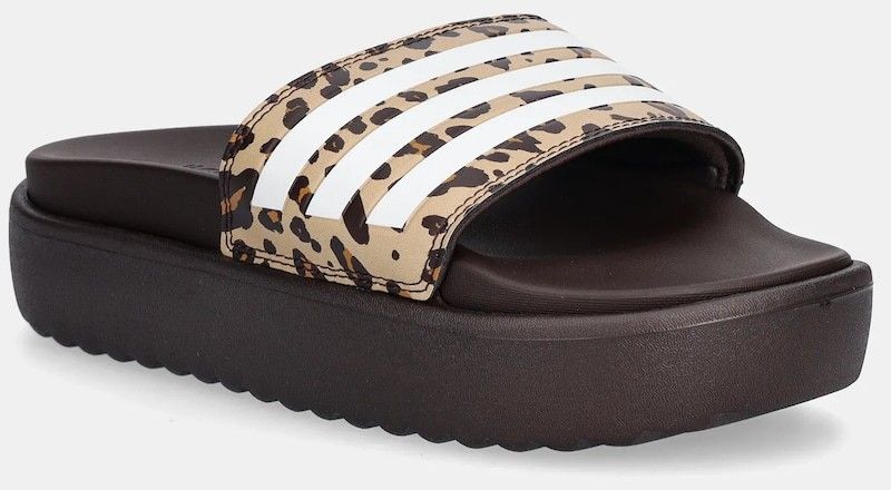 Šľapky adidas Adilette Platform hnedá farba, na platforme, JR9234