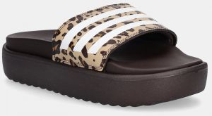 Šľapky adidas Adilette Platform hnedá farba, na platforme, JR9234