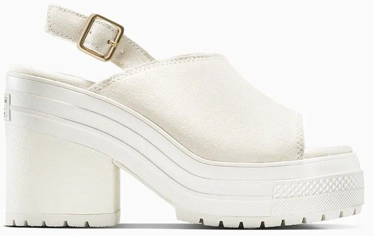 Semišové sandále Converse Chuck 70 De Luxe Heel Mule biela farba, na podpätku, A15070C