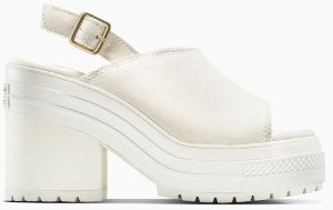 Semišové sandále Converse Chuck 70 De Luxe Heel Mule biela farba, na podpätku, A15070C
