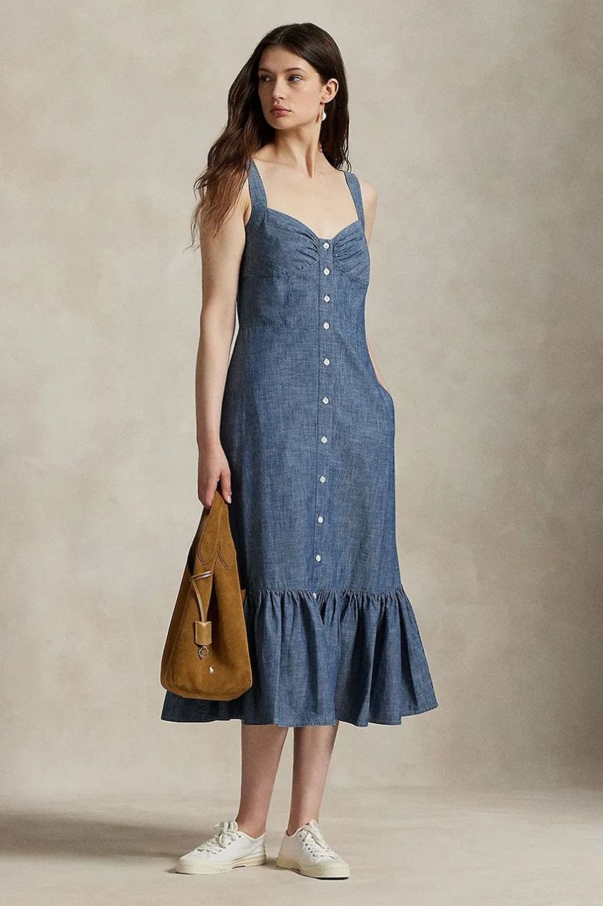 Bavlnené šaty Polo Ralph Lauren midi, áčkový strih, 211972068