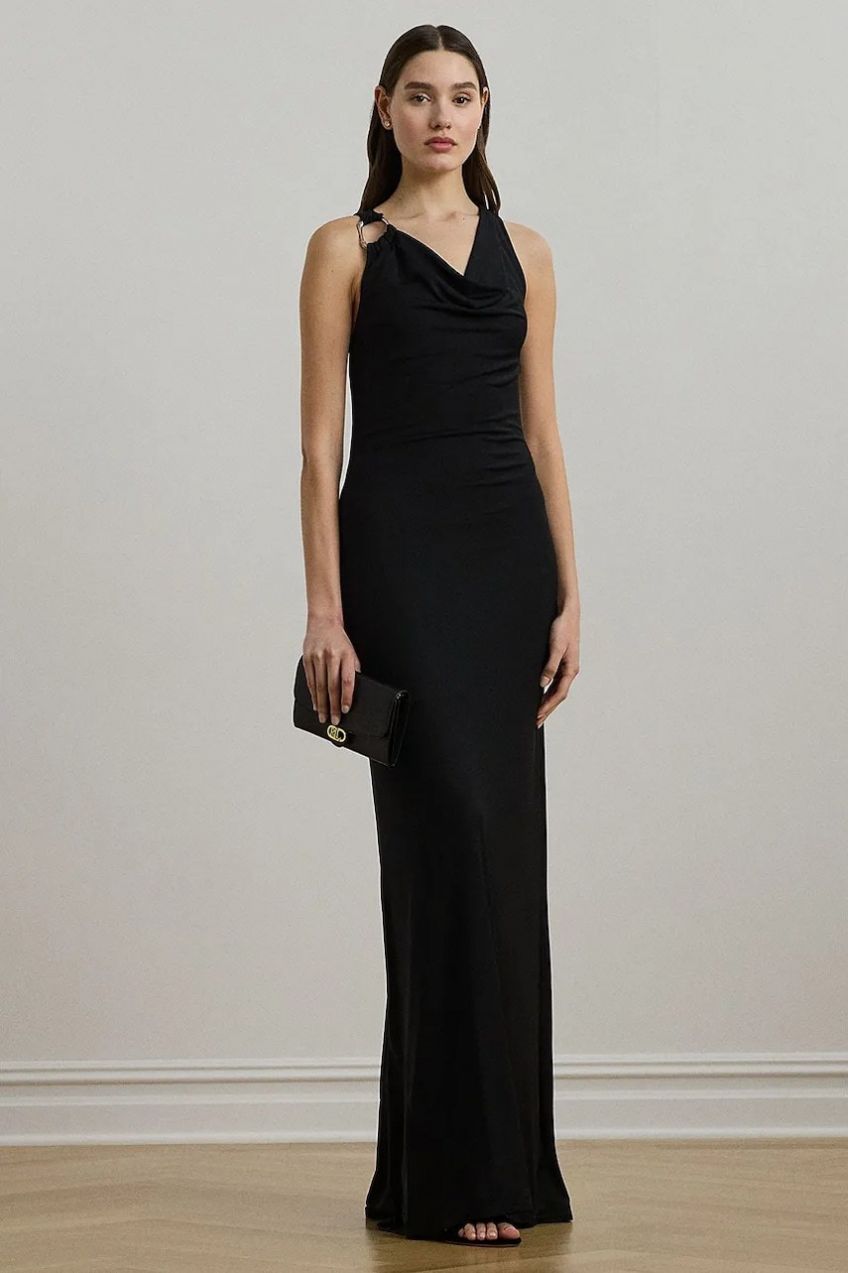 Šaty Lauren Ralph Lauren čierna farba, maxi, priliehavé, 253971057