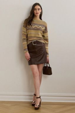 Kožená sukňa Lauren Ralph Lauren hnedá farba, mini, puzdrová, 200971353
