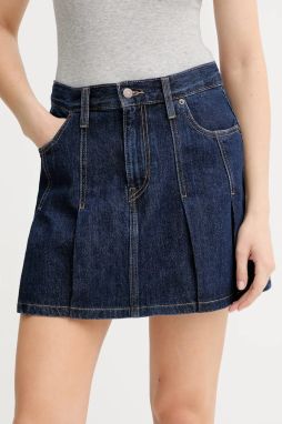 Rifľová sukňa Levi's tmavomodrá farba, mini, áčkový strih, 001VO