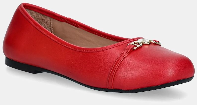 Kožené balerínky Love Moschino červená farba, JA11081G1NIE0500