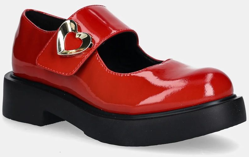 Kožené balerínky Love Moschino červená farba, JA10114G1NIH0500