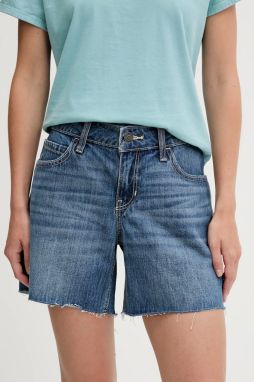 Šortky Hollister Co. modrá farba, jednofarebné, vysoký pás, KI349-5169
