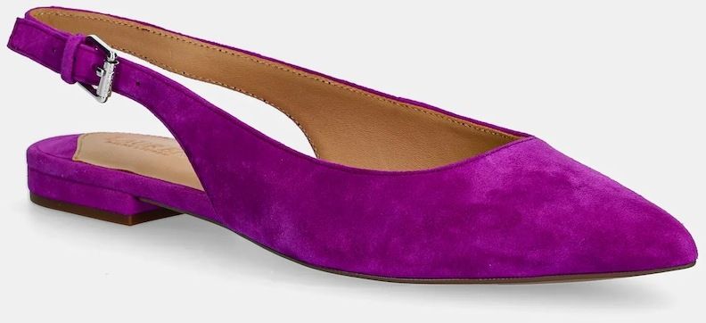 Nubukové balerínky Lauren Ralph Lauren Londyn Slbck fialová farba, s otvorenou pätou, 802967746007