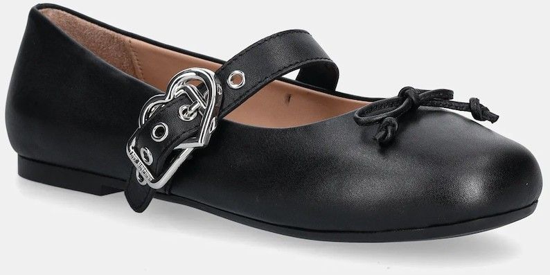 Kožené balerínky Love Moschino čierna farba, JA11091G1NIE000A