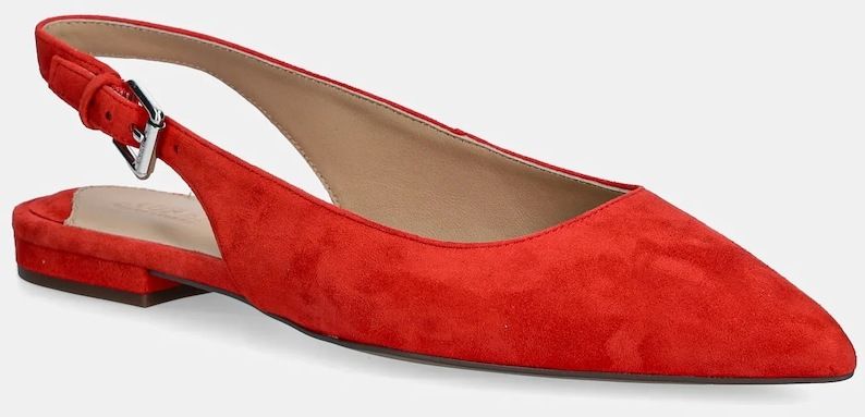 Semišové baleríny Lauren Ralph Lauren Londyn Slbck červená farba, s otvorenou pätou, 802967746004
