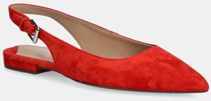 Semišové baleríny Lauren Ralph Lauren Londyn Slbck červená farba, s otvorenou pätou, 802967746004