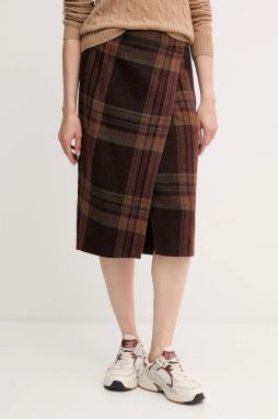 Sukňa Polo Ralph Lauren hnedá farba, midi, puzdrová, 211A92181
