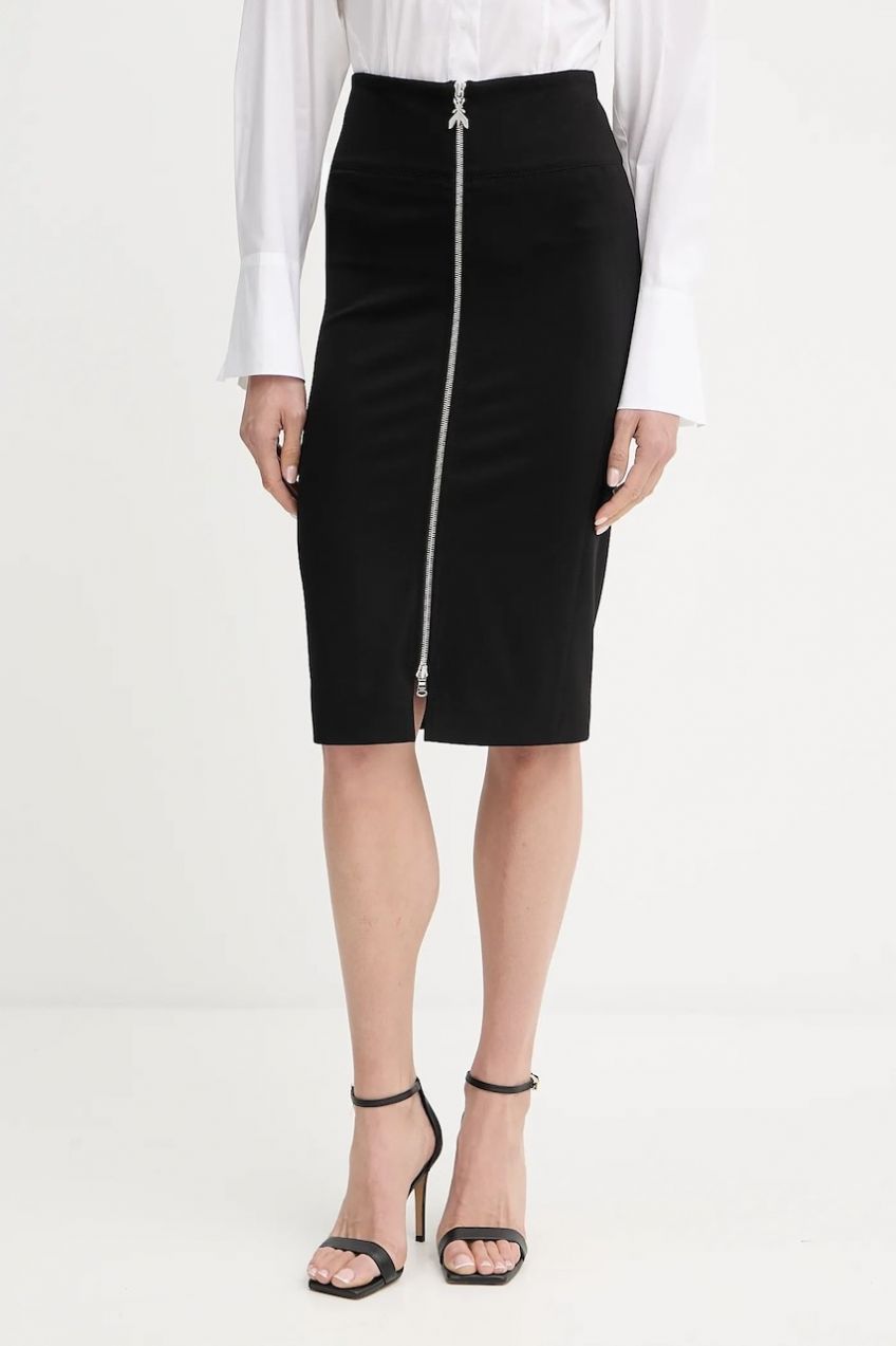 Sukňa Patrizia Pepe čierna farba, midi, puzdrová, 8G0485 A025