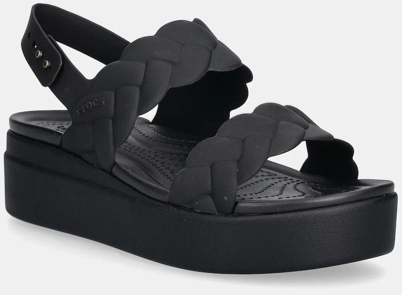 Sandále Crocs Brooklyn Woven Upper Low Wedge čierna farba, na platforme, 209977