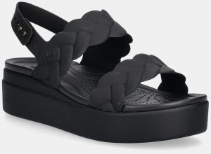 Sandále Crocs Brooklyn Woven Upper Low Wedge čierna farba, na platforme, 209977