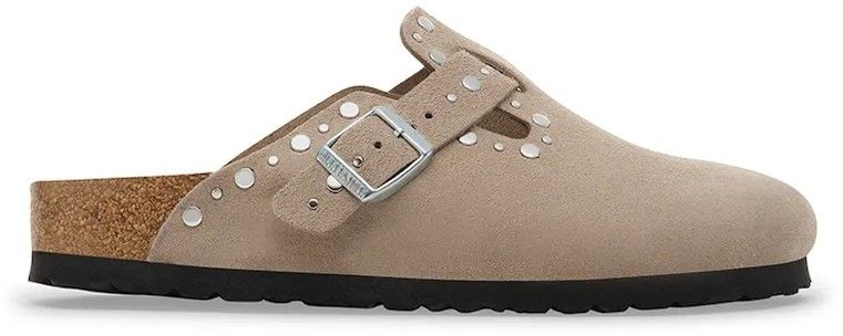 Semišové šľapky Birkenstock Boston Rivet béžová farba, 1030418